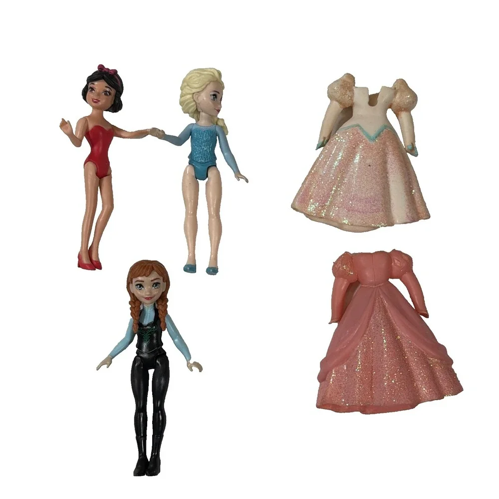 Polly Pocket Disney Frozen Elsa &‎ Anna Snow White Play Figures Dolls